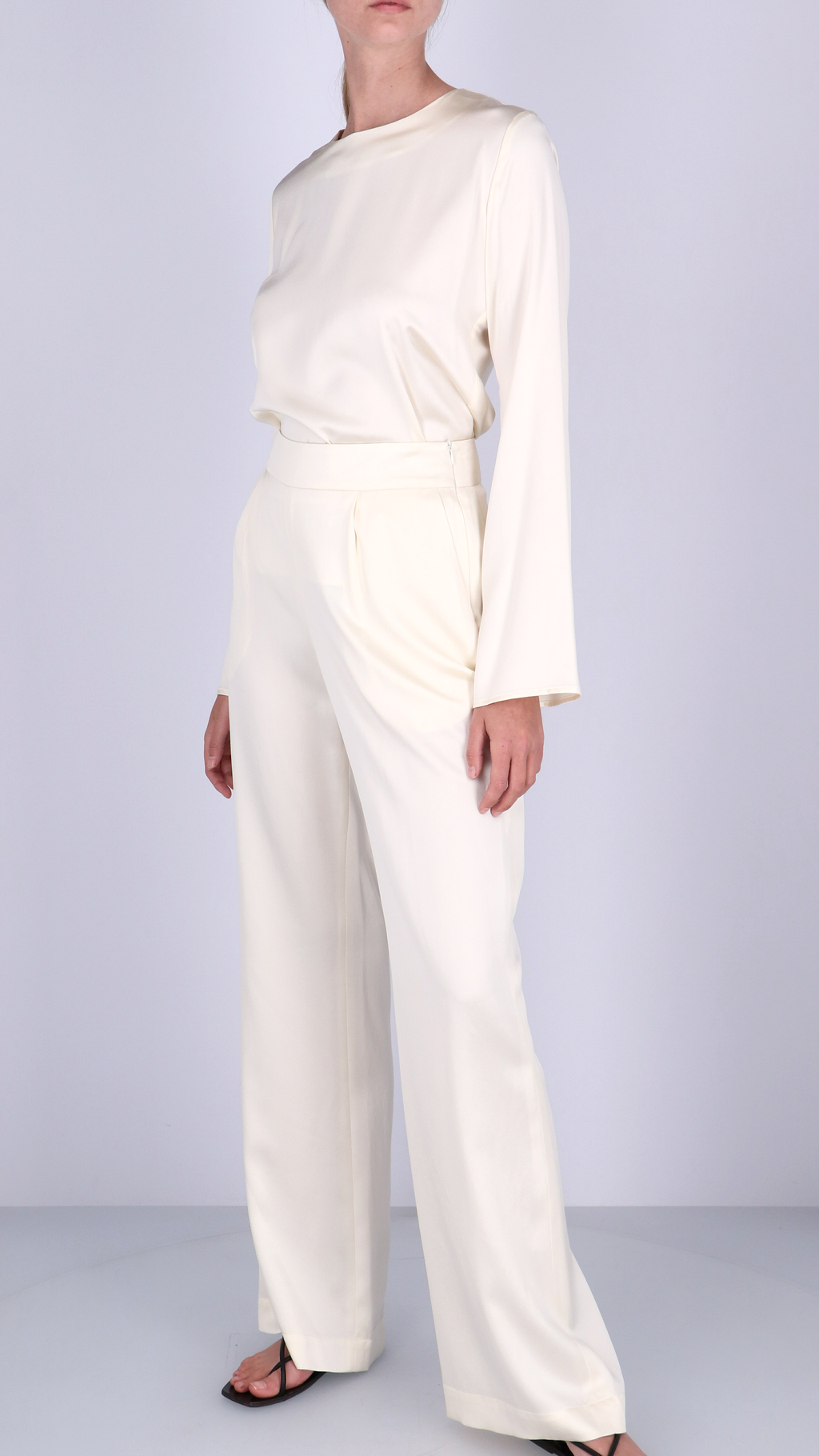 Gabrielle trousers | Off White - Satin silk