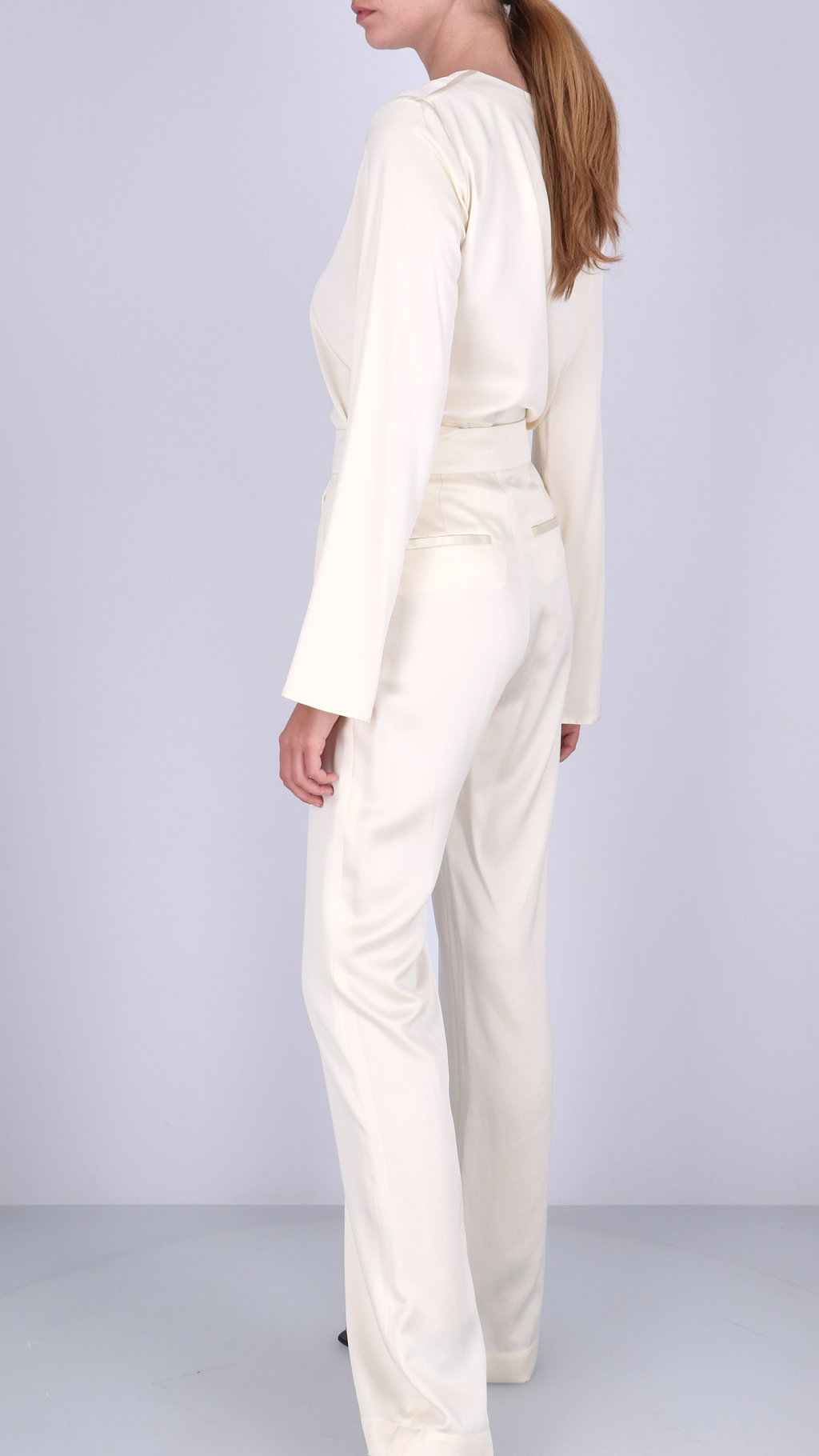 Gabrielle trousers | Off White - Satin silk
