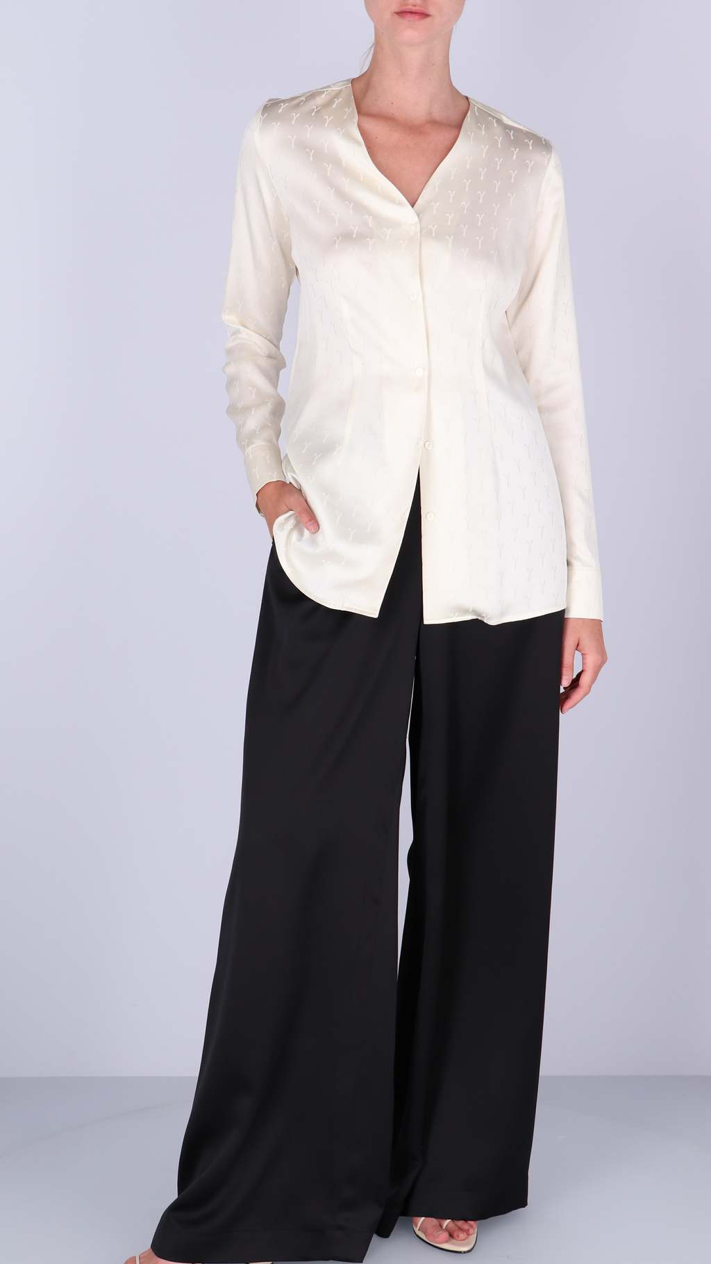 Giovanna Blouse | Off White - Jacquard silk
