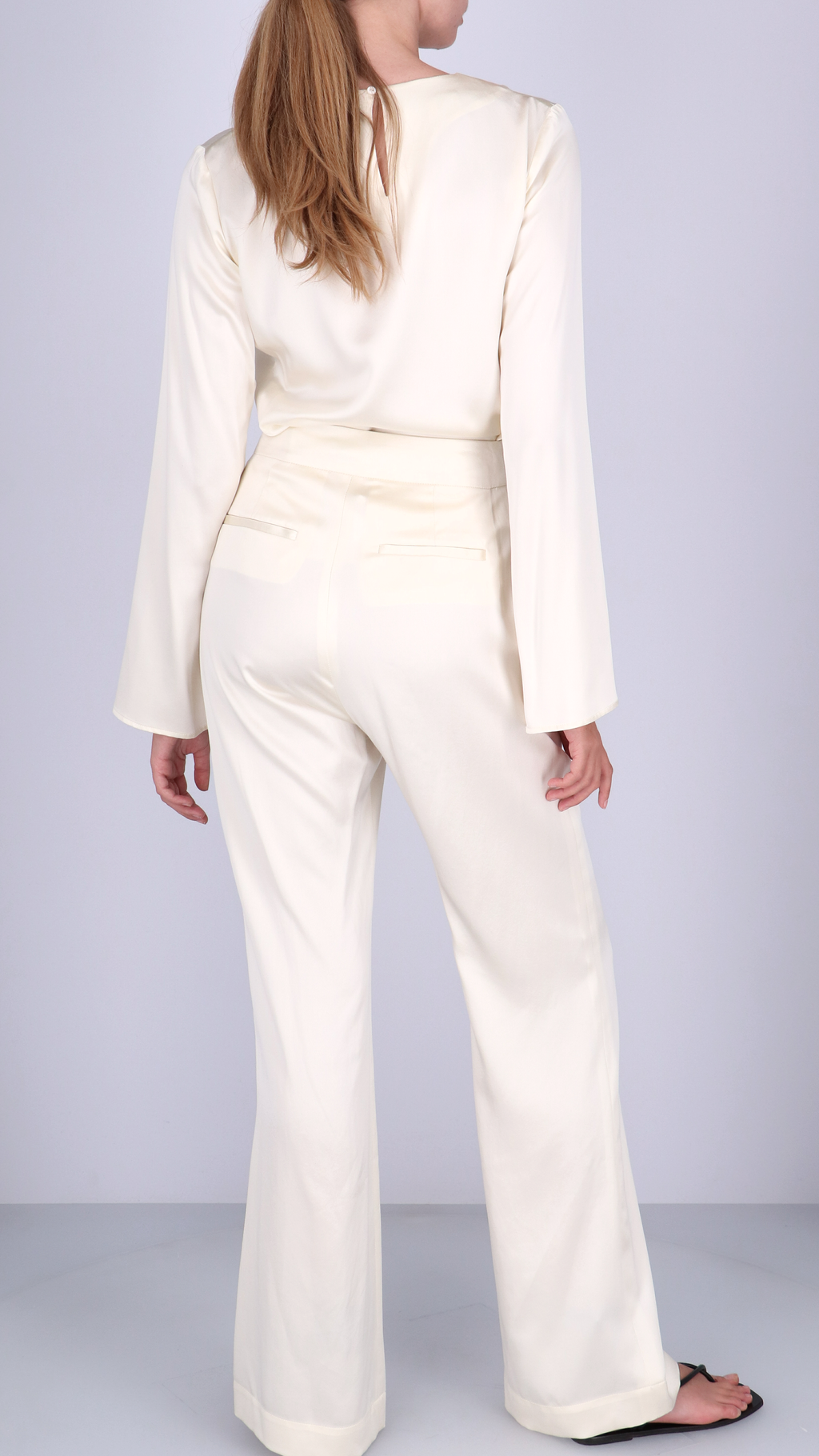 Gabrielle trousers | Off White - Satin silk