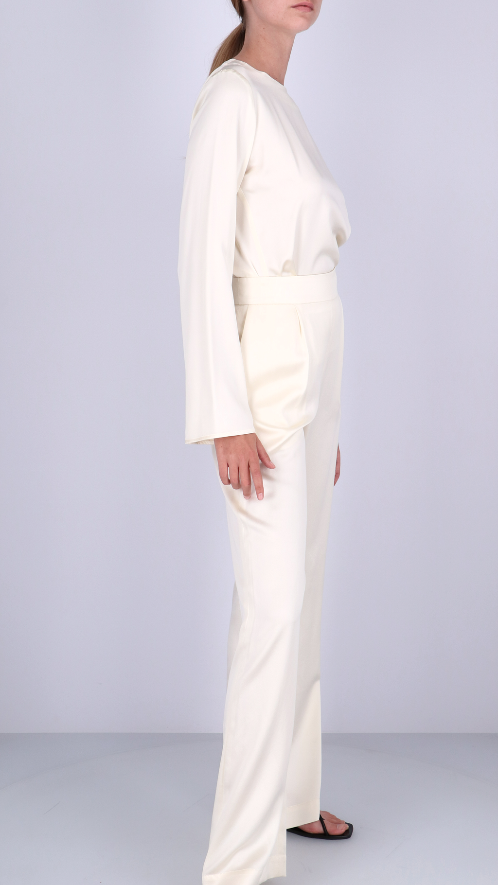 Gabrielle trousers | Off White - Satin silk