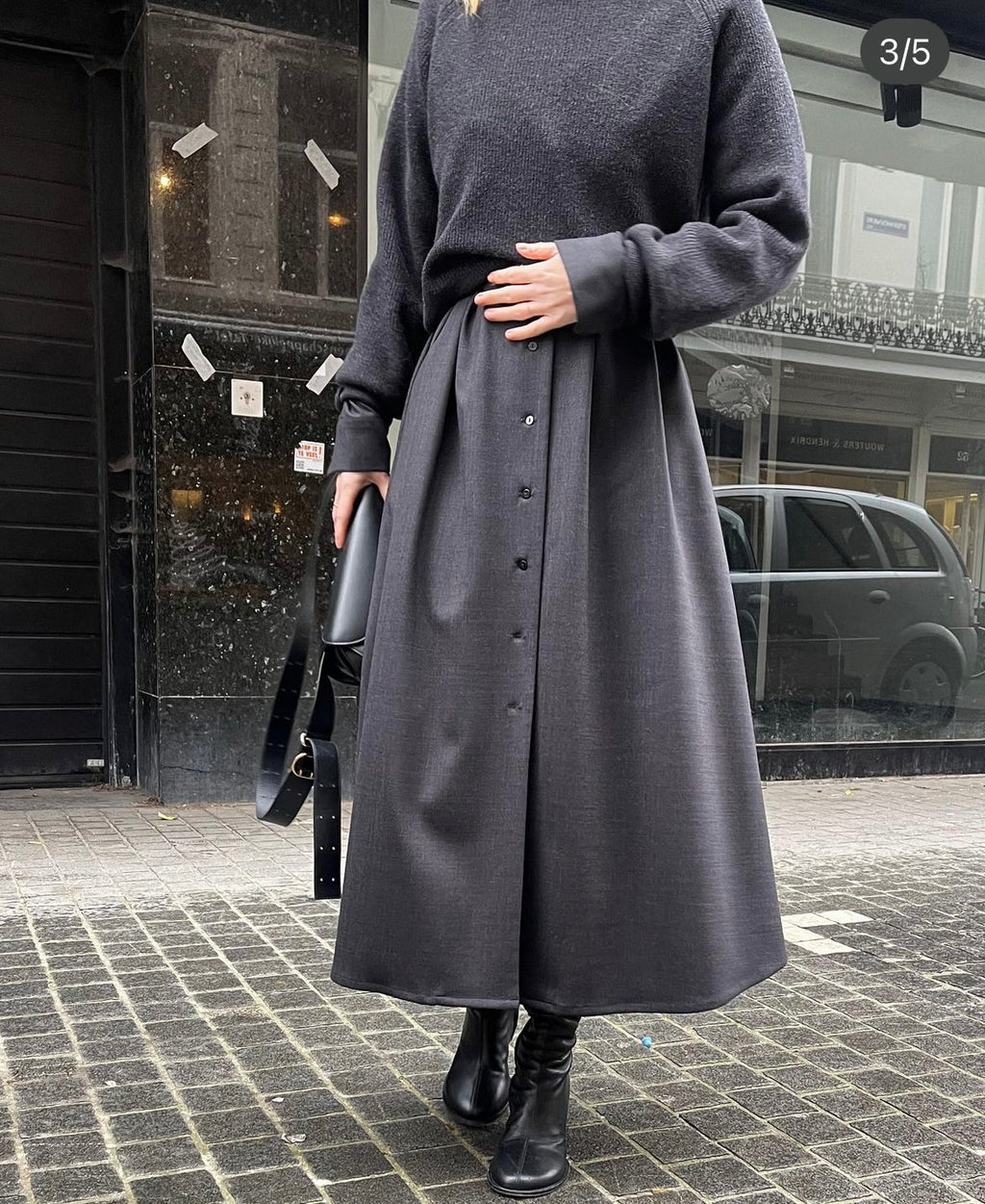 Lea Dress | Dark Grey - Virgin wool