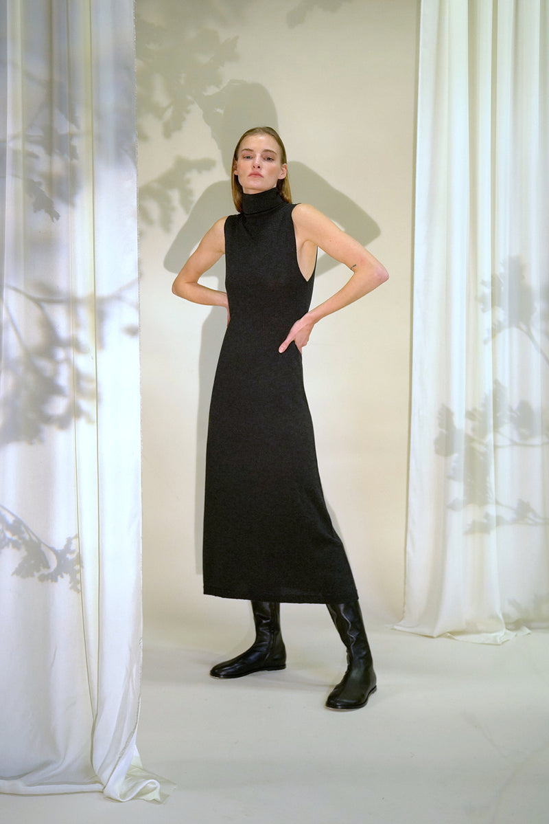 Elianne dress | Dark Grey - Ultrafine merino-silk-cashmere blend