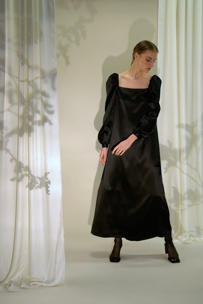Rosaline dress | Black - Satin silk