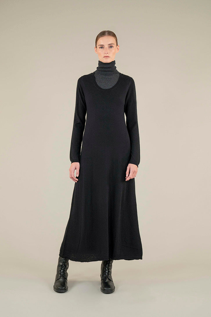 Maria knitted dress | Black - Merino wool