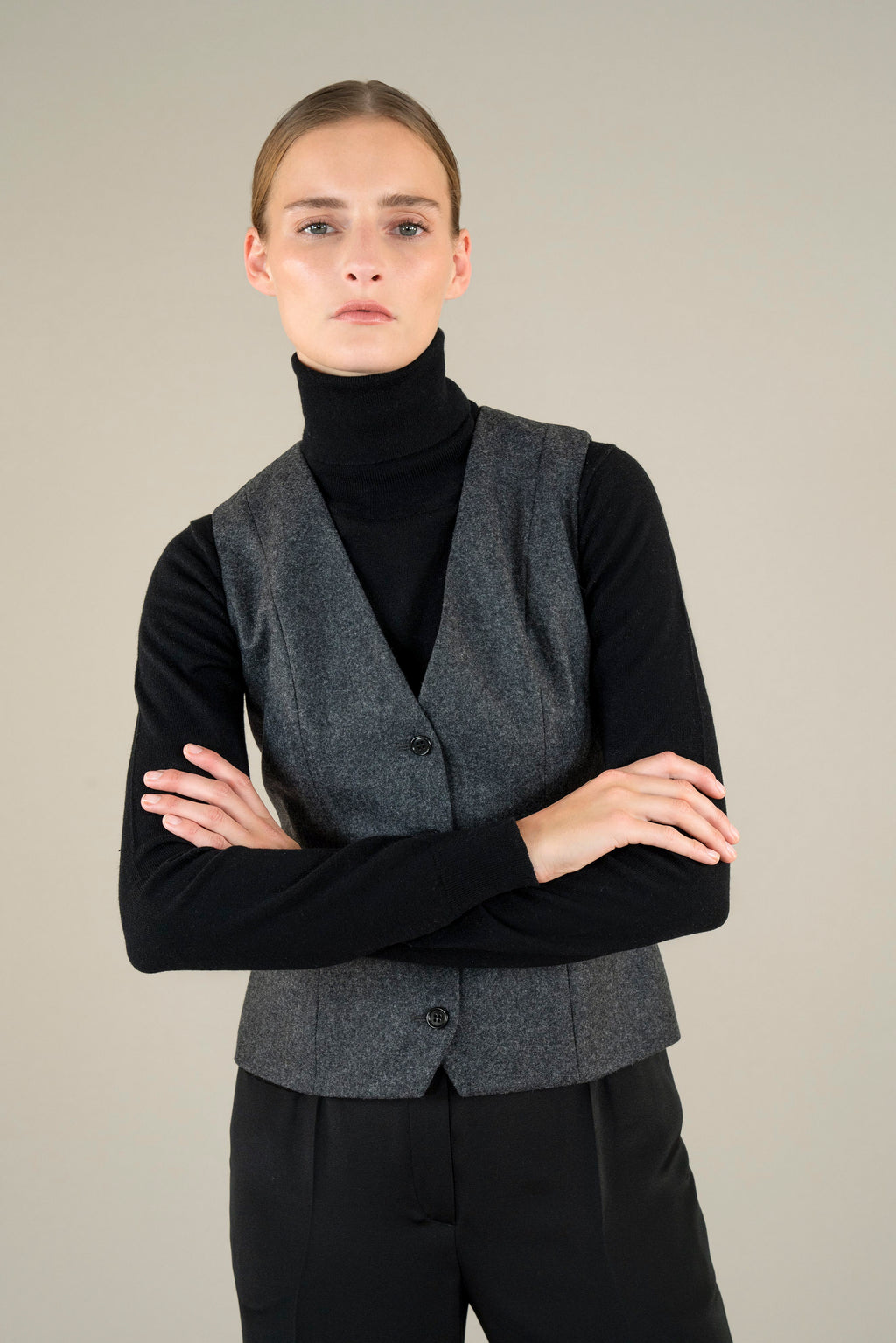 Meriam gilet | Dark grey  - Flannel wool