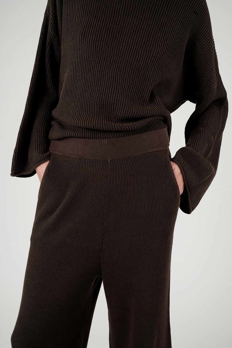 Mira knitted trousers | Brown - Cotton