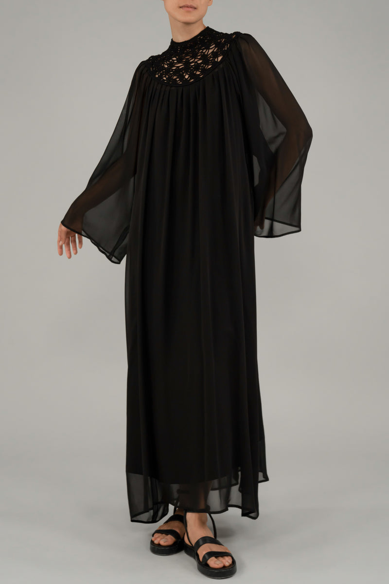 Penelope dress | Black - Sheer Virgin Wool