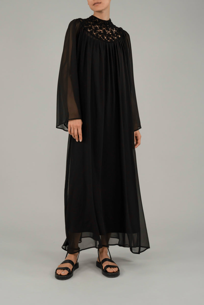 Penelope dress | Black - Sheer Virgin Wool
