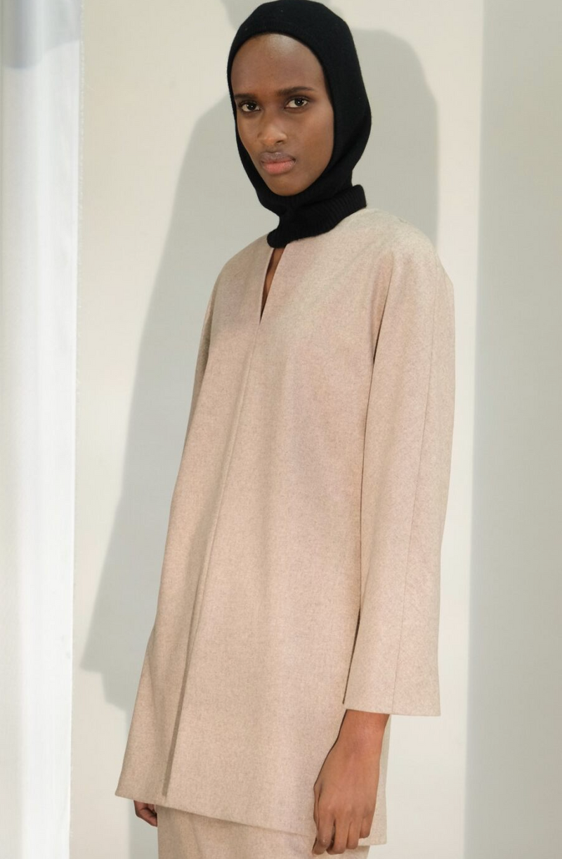 Natasha top | Beige - Flannel wool
