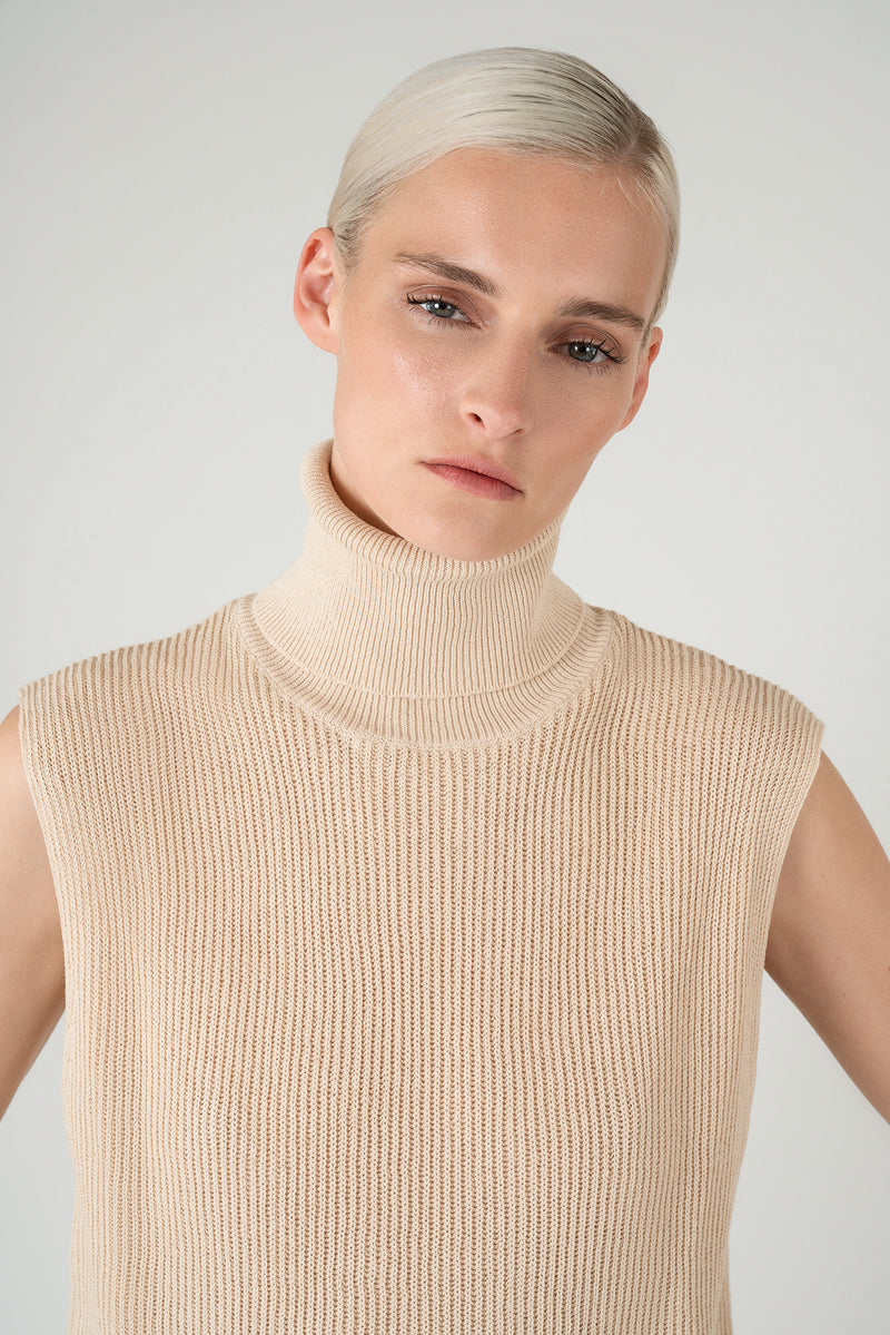 Yeva knitted top | Beige - Cotton