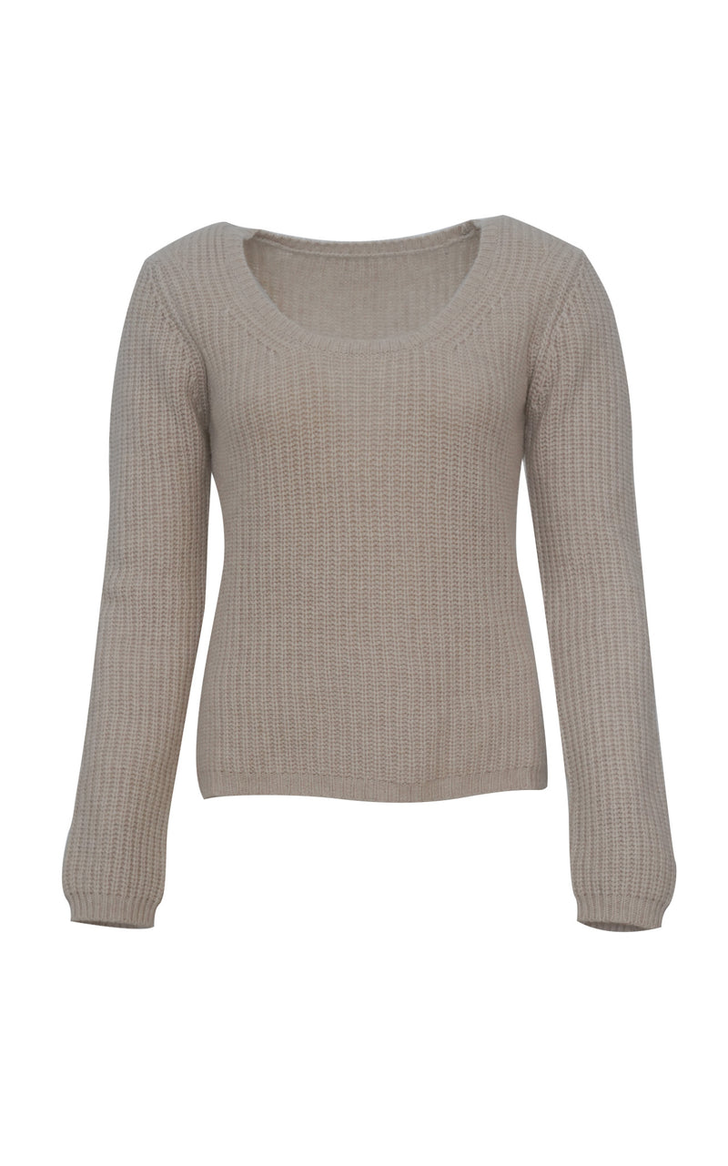 Bettina knitted sweater | Beige - Cashmere wool