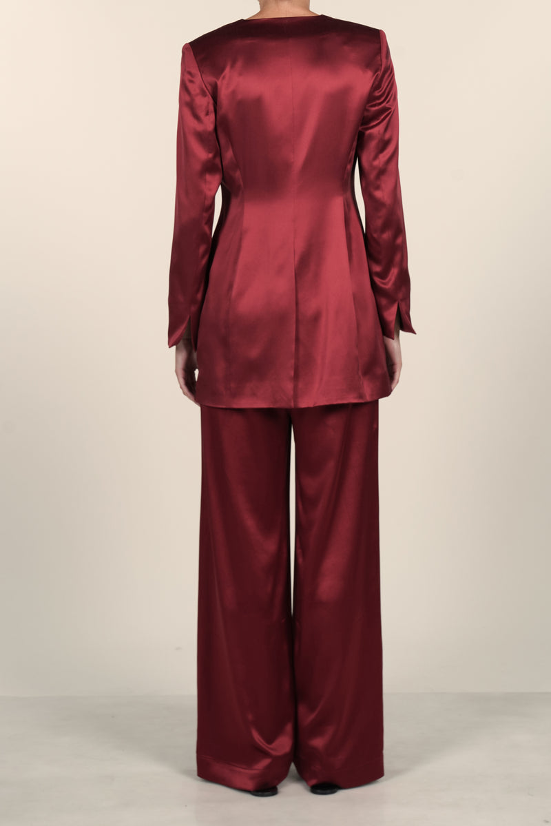 Calypso trousers | Burgundy - Satin silk