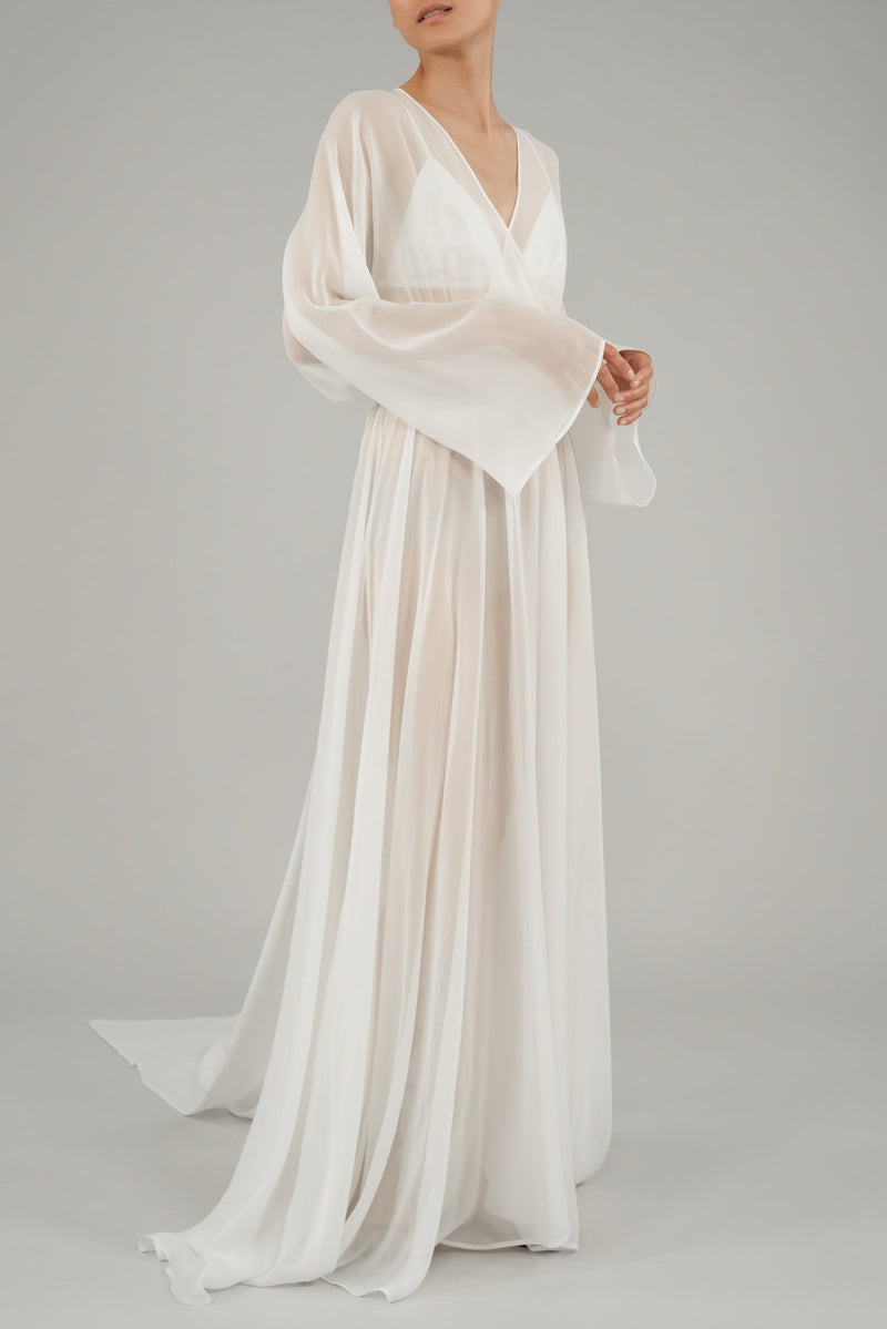 Armenouhi dress | Off White - Chiffon silk