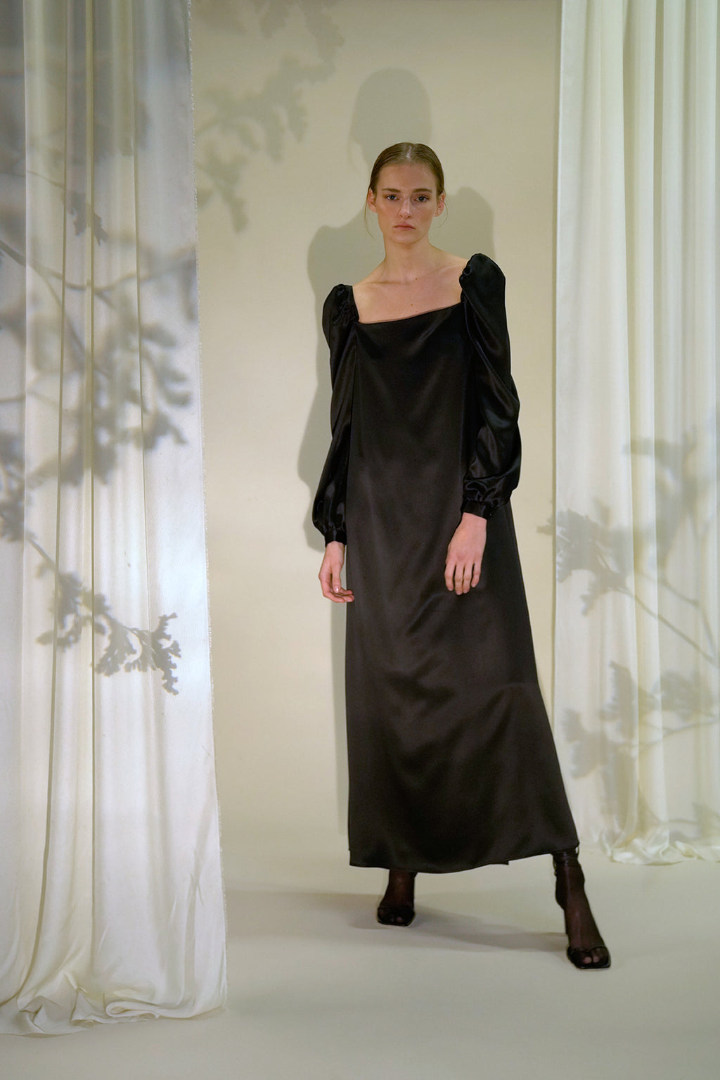 Rosaline Dress - Black - Satin Silk