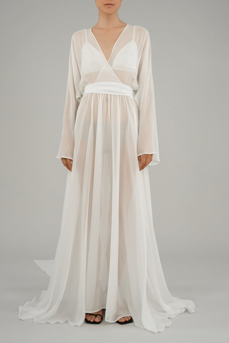 Armenouhi dress | Off White - Chiffon silk