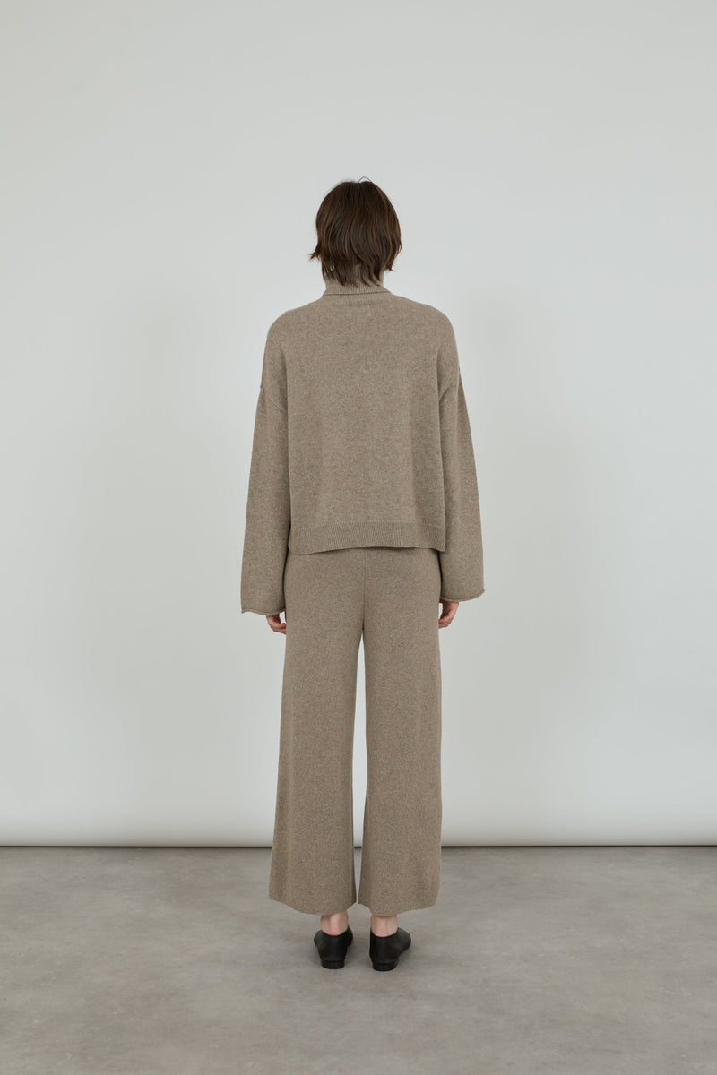 Mira knitted trousers | Biscuit - Cashmere wool