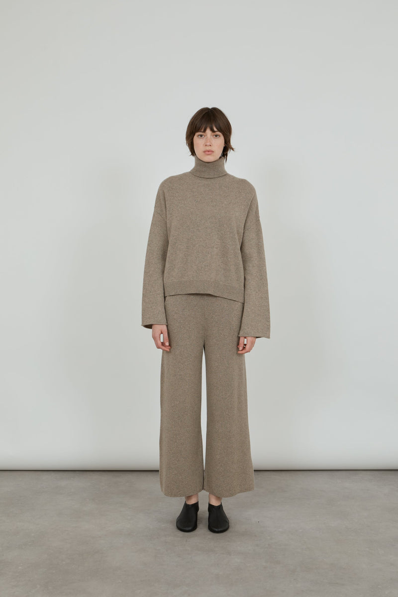 Mira knitted trousers | Biscuit - Cashmere wool